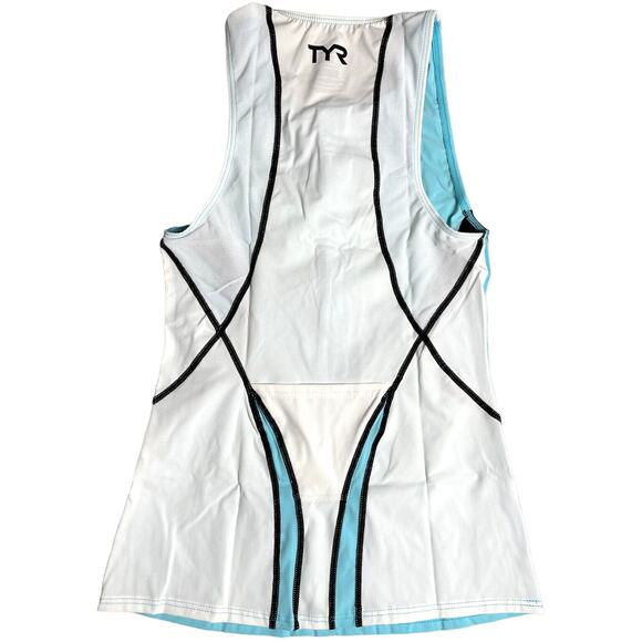 TYR Competitor Womens Tri Singlet Tank Top - Lt Blue Black White - Size XS - $66 - Picture 2 of 5